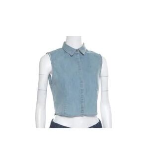 Alice + Olivia Sleeveless Denim Crop Top